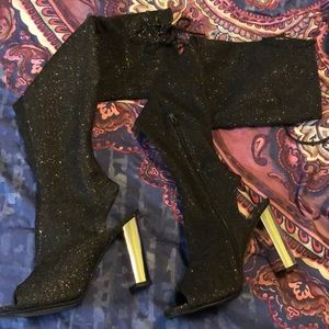 Glitter knee high heels